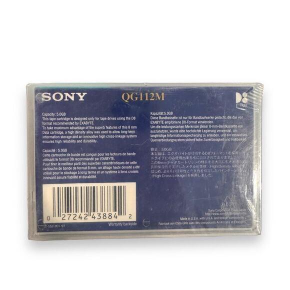 SONY Data Tape Cartridges QG112M 5.0GB 112M New Factory Sealed Lot of 3 - Picture 5 of 8